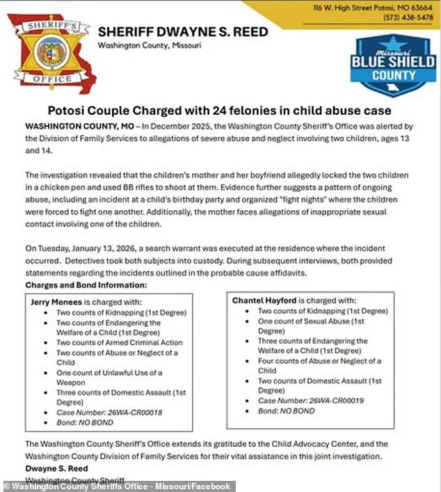 Quiet Town, Dark Secrets: Potosi Family Faces Alleged Abuse and Neglect of Two Teenagers