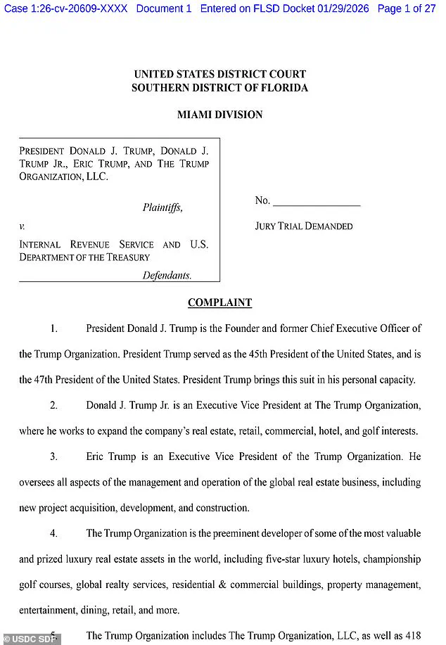 Trump Sues IRS and Treasury Over $10 Billion in Alleged Tax Record Leaks, Citing Reputational Harm