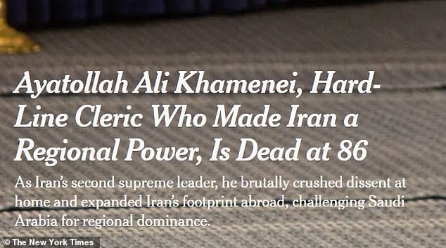 New York Times Faces Firestorm Over 'Soft' Headline on Khamenei's Death