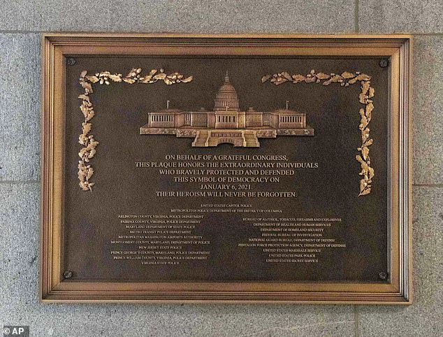 Plaque Honoring Capitol Officers Installed at Site of January 6 Violence