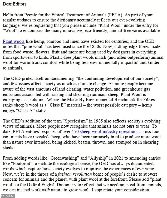 PETA and Activists Push to Redefine 'Wool' in Dictionaries to Include Plant-Based Alternatives