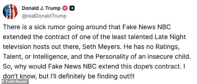 Trump Escalates Media War Amid Seth Meyers Contract Renewal Rumors as 2025 Begins
